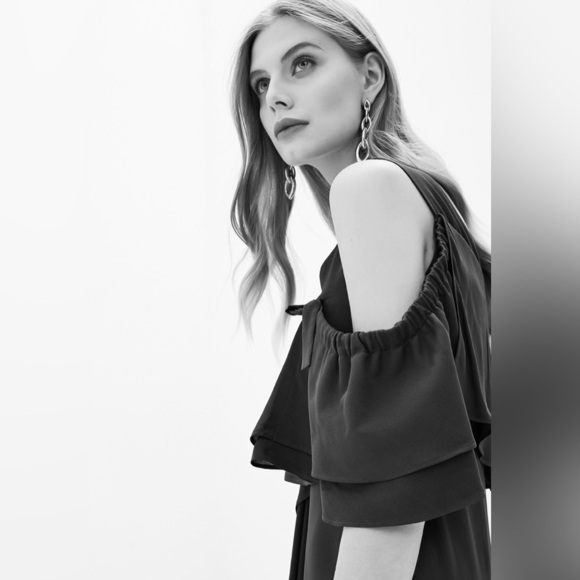 Dorothee Schumacher Flirty Instinct One Shoulder Dress Gray Viscose Gown NWT 3/L - Picture 5 of 12